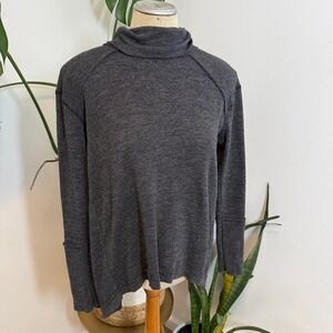 WE THE FREE Charcoal Gray Turtle Neck Long Sleeve Asymmetrical Hem Sweater Top S